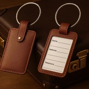 16 Luxury Travel Luggage Tags Genuine Leather Suitcase Identification Labels Privacy Cover Sturdy Steel Loop Accessories For Business Trips