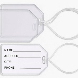 17 Hard Plastic Luggage Tags Waterproof Travel Baggage Labels Secure Loop Cord Clear Identification Holders For Cruise Ships Flight Suitcases